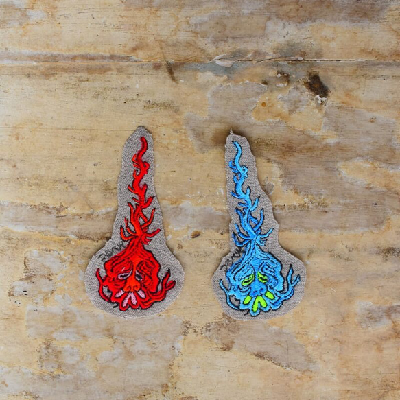 刺繍のあっぷりけ[木の精霊です釣瓶火]浮世絵の妖怪 ワッペン