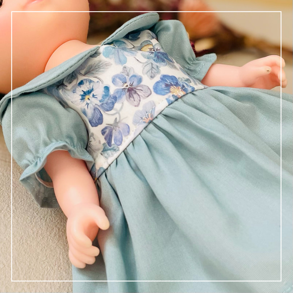 【ソランちゃん 服  レミンちゃん 服 メルちゃん 服】リバティ　シンクオブミー　ワンピース 2枚目の画像