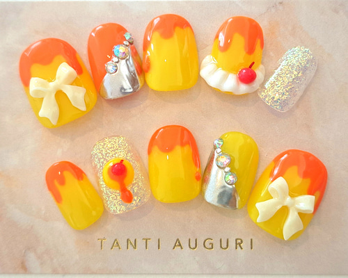 【ぷりん】フルオーダーネイルチップ×3 ぷりん】フルオーダーネイルチップ×3