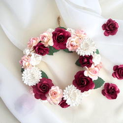 ☆まゆページ☆バラとダリアとピオニーの華やか豪華特大リース❀リース