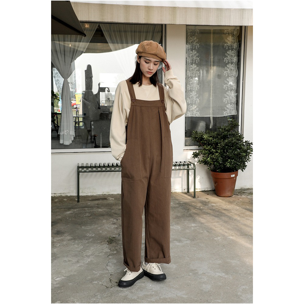 レディース綿素材サロペット ゆったり ワークカッティング