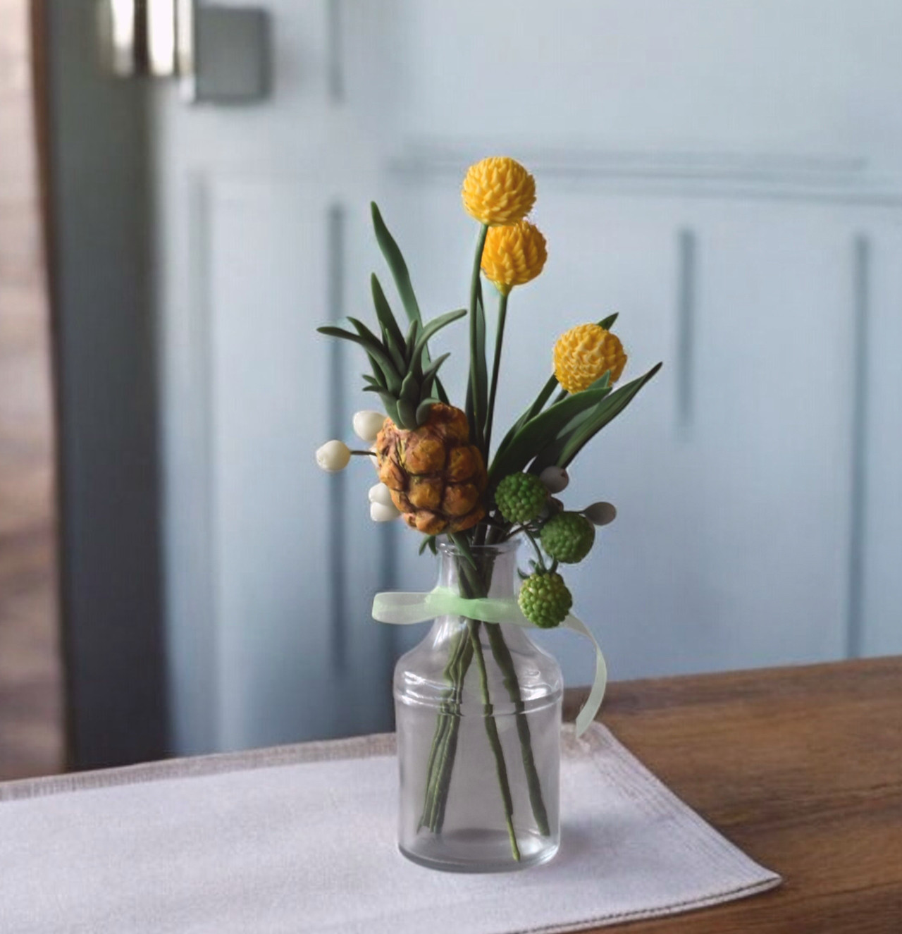 ◆粘土のお花◆　ミニパイナップル＆ビリーボタン（クラスペディア）P1263