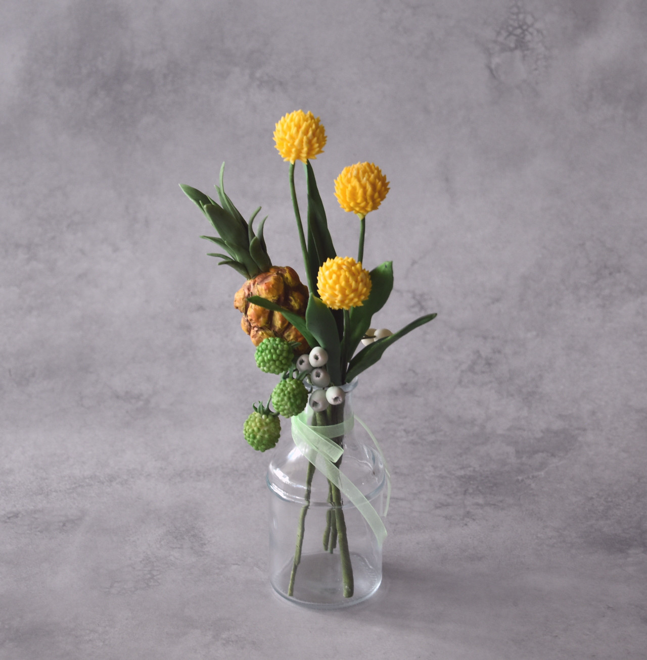 ◆粘土のお花◆　ミニパイナップル＆ビリーボタン（クラスペディア）P1263