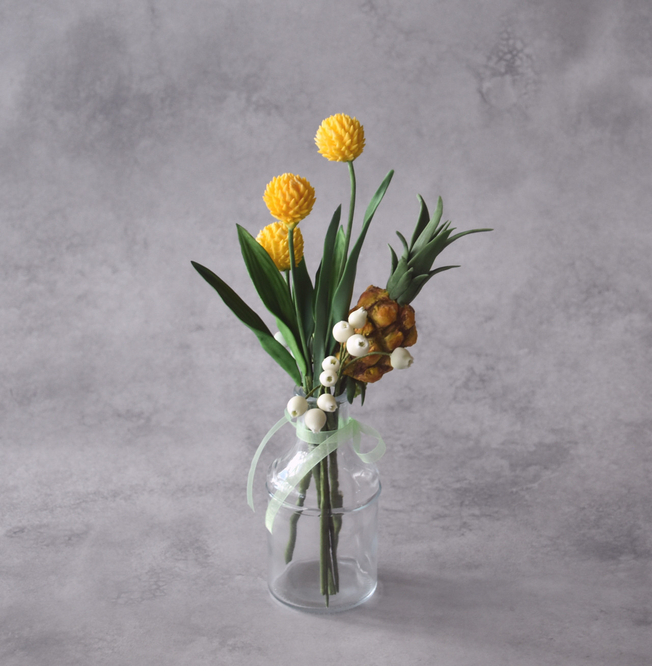 ◆粘土のお花◆　ミニパイナップル＆ビリーボタン（クラスペディア）P1263