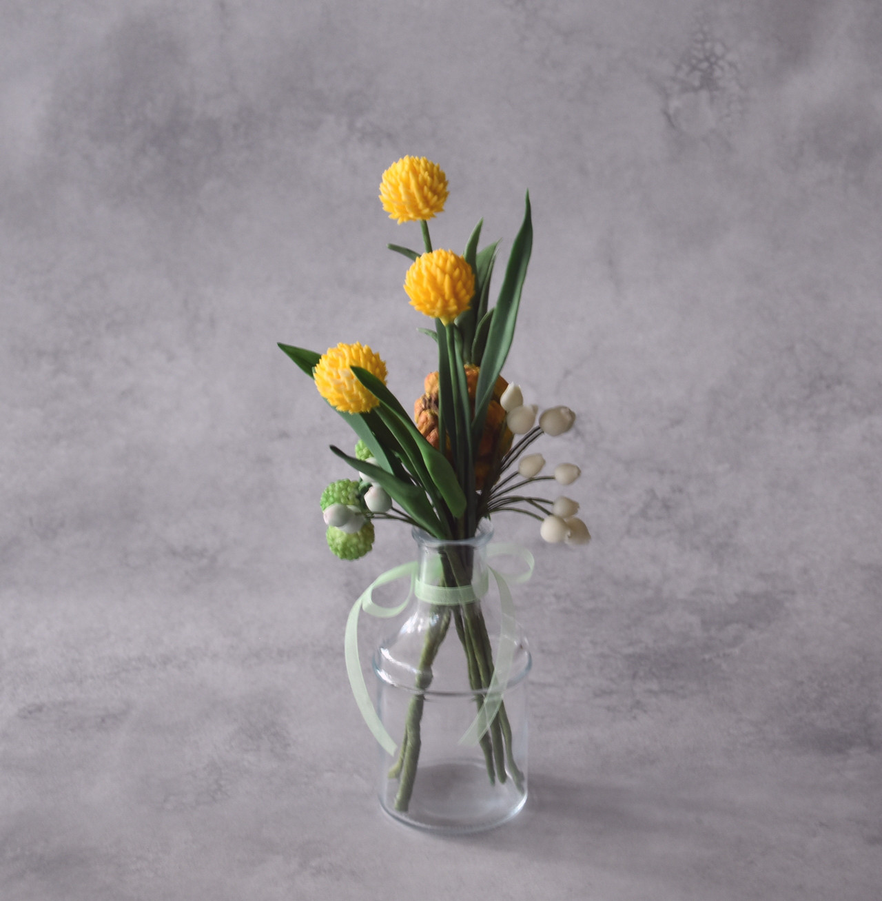 ◆粘土のお花◆　ミニパイナップル＆ビリーボタン（クラスペディア）P1263