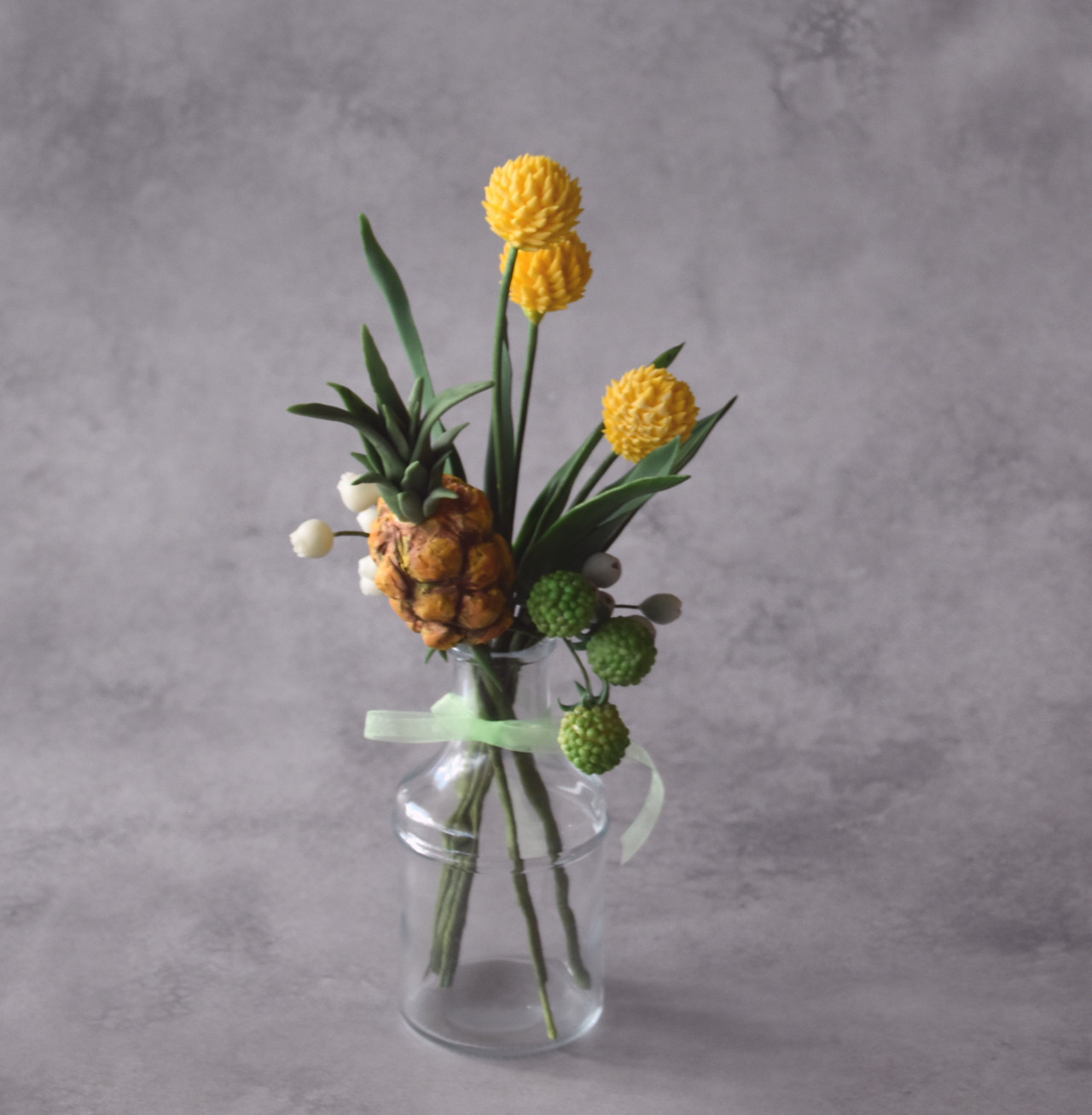 ◆粘土のお花◆　ミニパイナップル＆ビリーボタン（クラスペディア）P1263