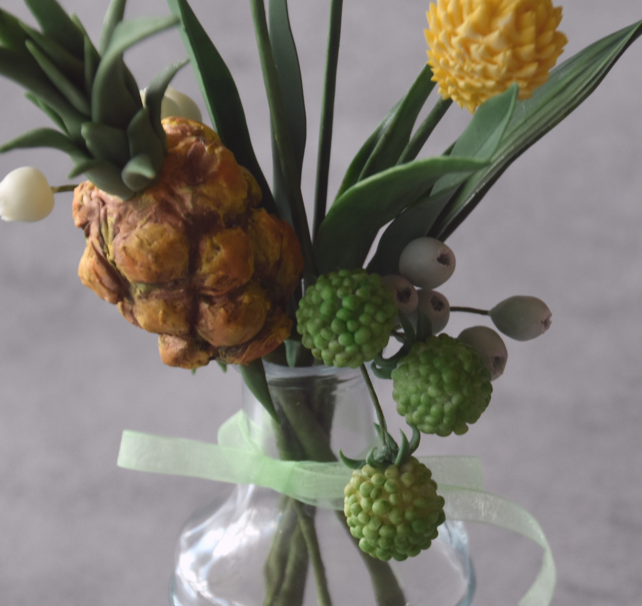 ◆粘土のお花◆　ミニパイナップル＆ビリーボタン（クラスペディア）P1263