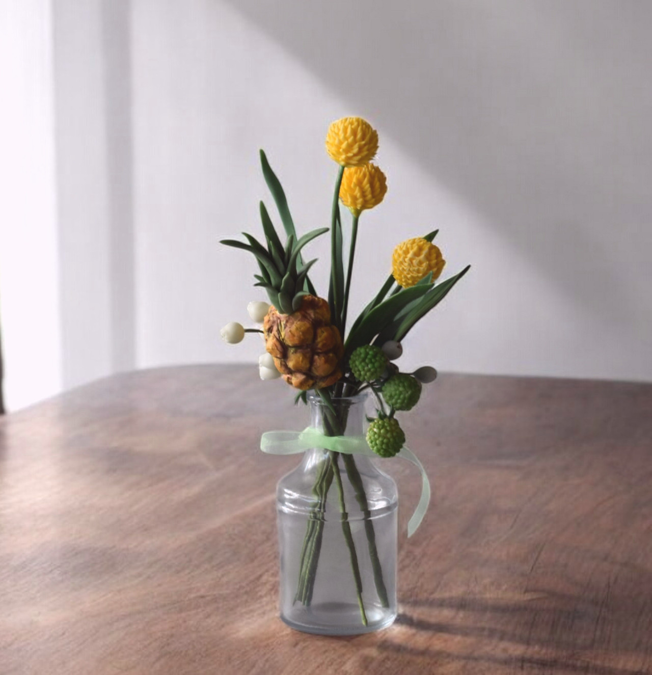 ◆粘土のお花◆　ミニパイナップル＆ビリーボタン（クラスペディア）P1263