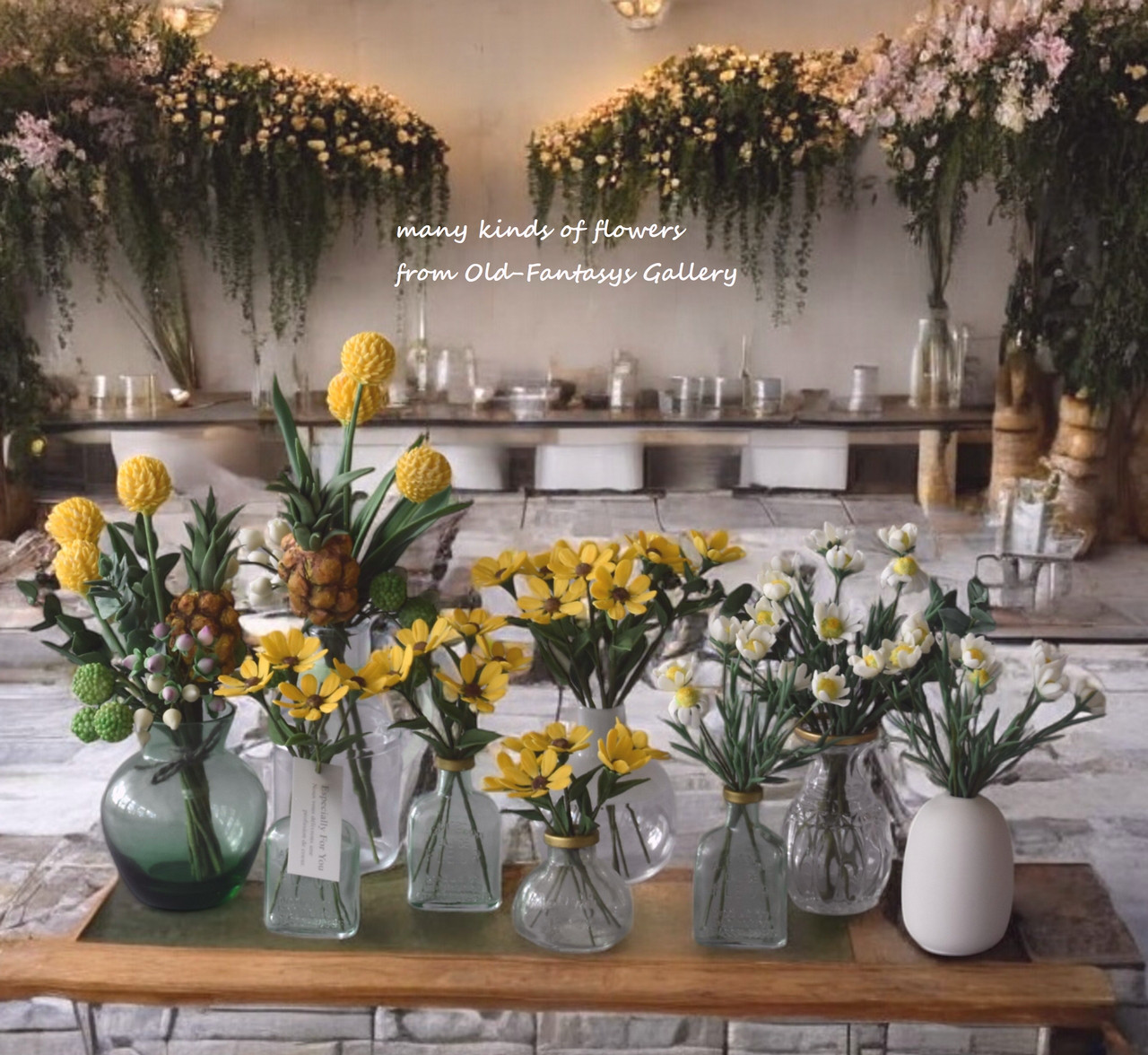 ◆粘土のお花◆　ミニパイナップル＆ビリーボタン（クラスペディア）P1263