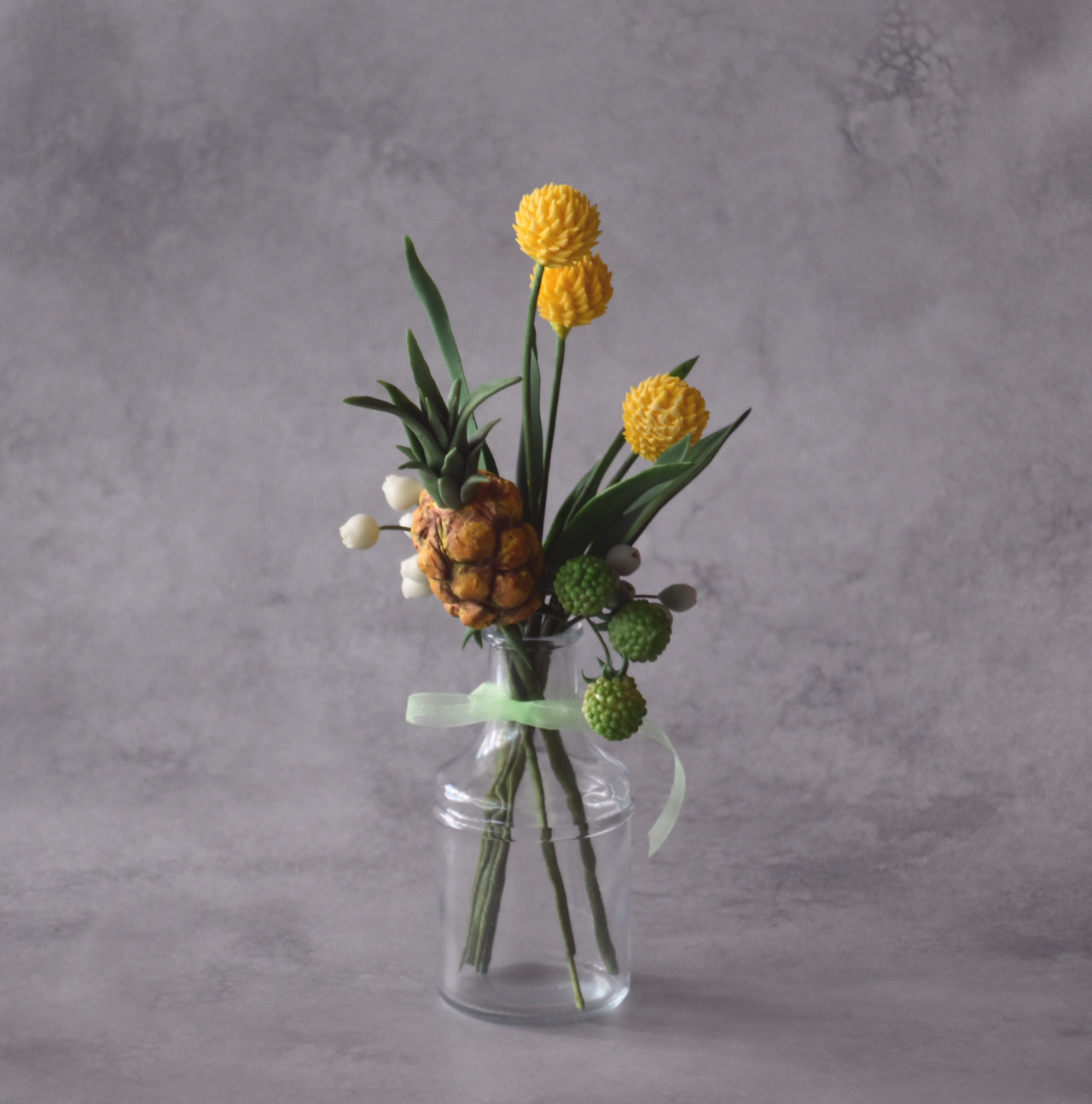 ◆粘土のお花◆　ミニパイナップル＆ビリーボタン（クラスペディア）P1263