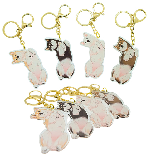 モールアート☆柴犬☆へそてん へそ天】柴犬アクリルキーホルダー【送料無料】 その他アクセサリー
