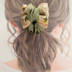 新色☆インド刺繍リボン 小さめバンスクリップ まとめ髪 ヘアクリップ