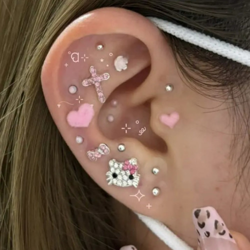 耳ツボジュエリー♡シェル60粒/パープルグリーン/ゴールドシルバー