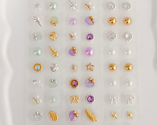 耳ツボジュエリー♡シェル60粒/パープルグリーン/ゴールドシルバー