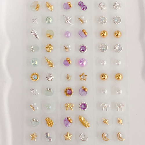 耳ツボジュエリー♡シェル60粒/パープルグリーン/ゴールドシルバー