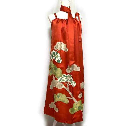 正絹】着物リメイク 豪華振袖ドレス&ボレロショールのセット／キャミ