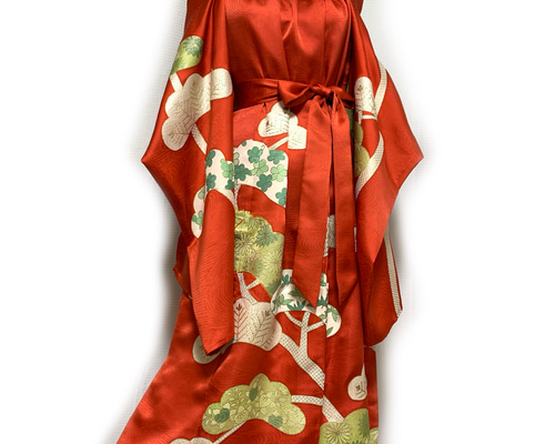 正絹】着物リメイク 豪華振袖ドレス&ボレロショールのセット／キャミ