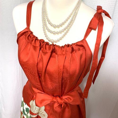 正絹】着物リメイク 豪華振袖ドレス&ボレロショールのセット／キャミ