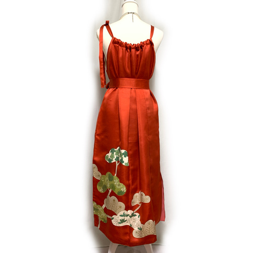 正絹】着物リメイク 豪華振袖ドレス&ボレロショールのセット／キャミ