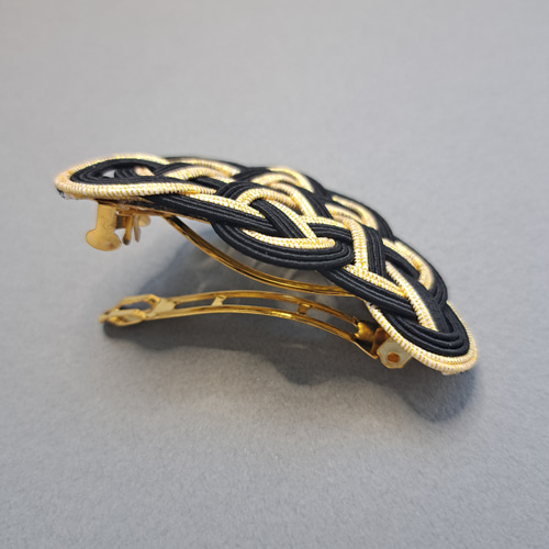 水引 ✽ バレッタ 松結び 〖黒 ブラック〗 軽量 和風 髪飾り ヘア