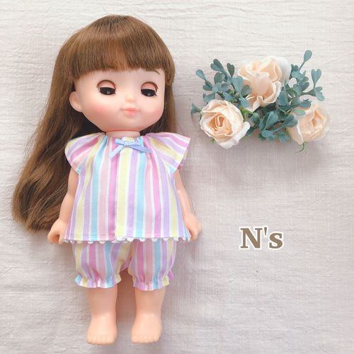 26cmドール用 ゆめかわストライプパジャマ ソランちゃん レミンちゃん