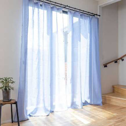 数限定150×120自然素材 麻 リネン100％ 間仕切りカーテン 「エブリスカイ 」 目隠し のれん ライトブルー 2枚目の画像