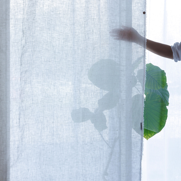 数限定150×120自然素材 麻 リネン100％ 間仕切りカーテン 「エブリスカイ 」 目隠し のれん ライトブルー 8枚目の画像