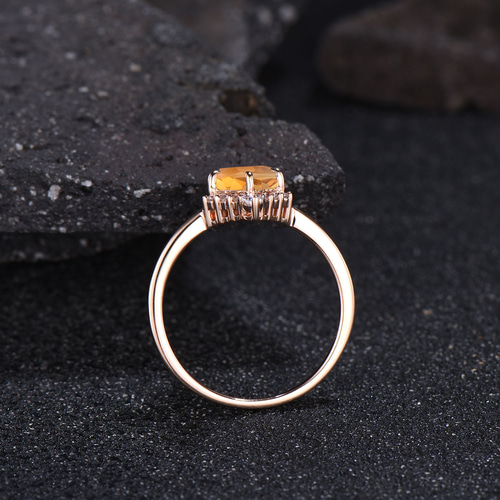 11月の誕生石天然シトリンリング ローズゴールドモアッサナイト