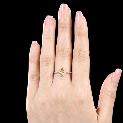 11月の誕生石天然シトリンリング ローズゴールドモアッサナイトリング