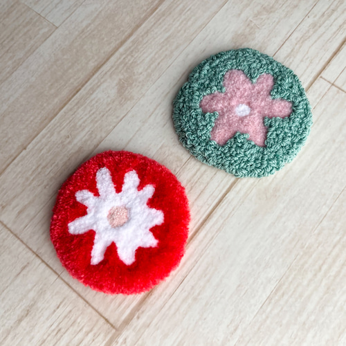 パンチニードル アクセサリートレイ 花柄 2個セット バラ売りOK その他