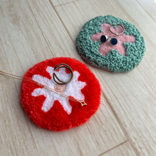 パンチニードル アクセサリートレイ 花柄 2個セット バラ売りOK その他