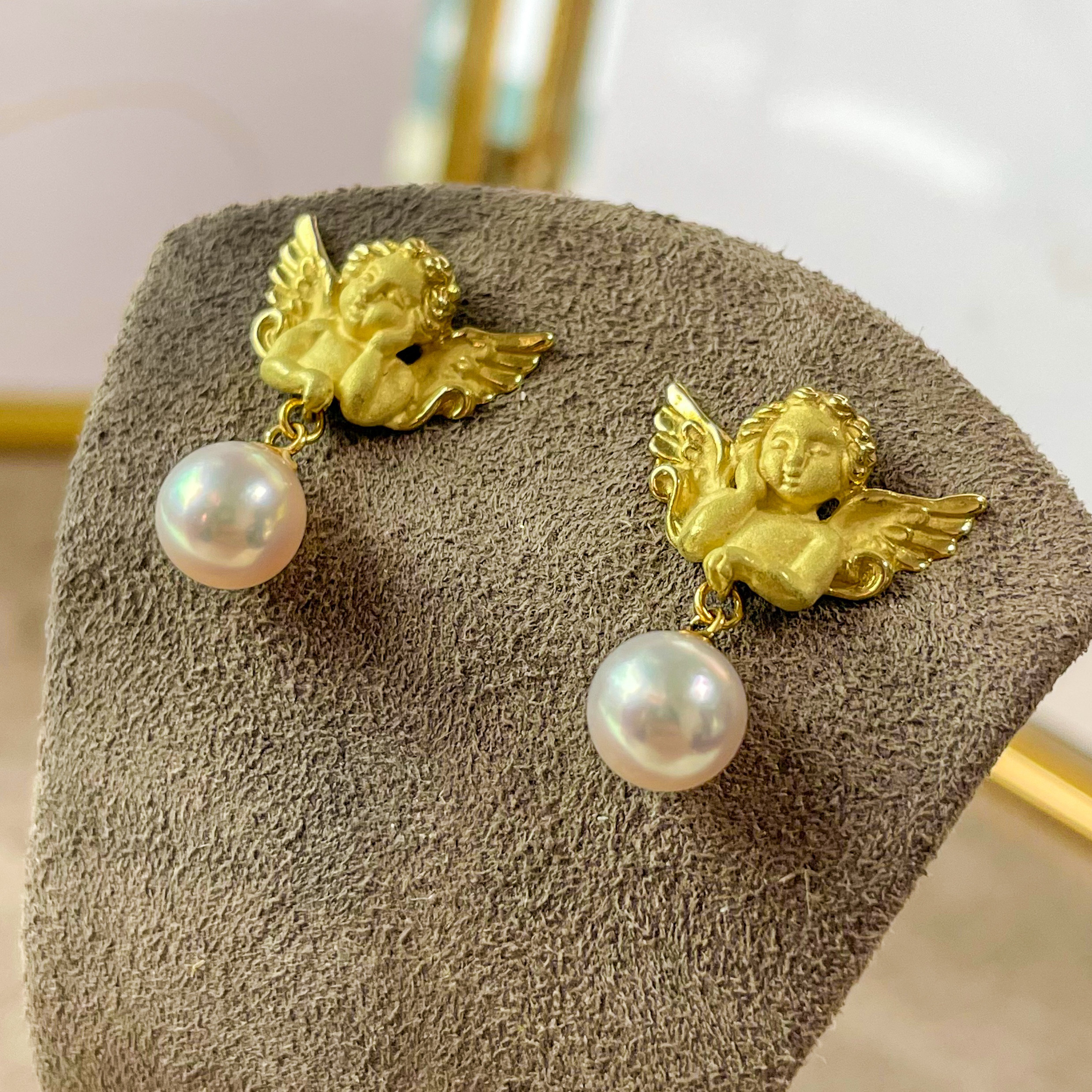 Ange Perlé（アンジュ・ペルレ）―エンジェル×あこや真珠 ピアス［K18］