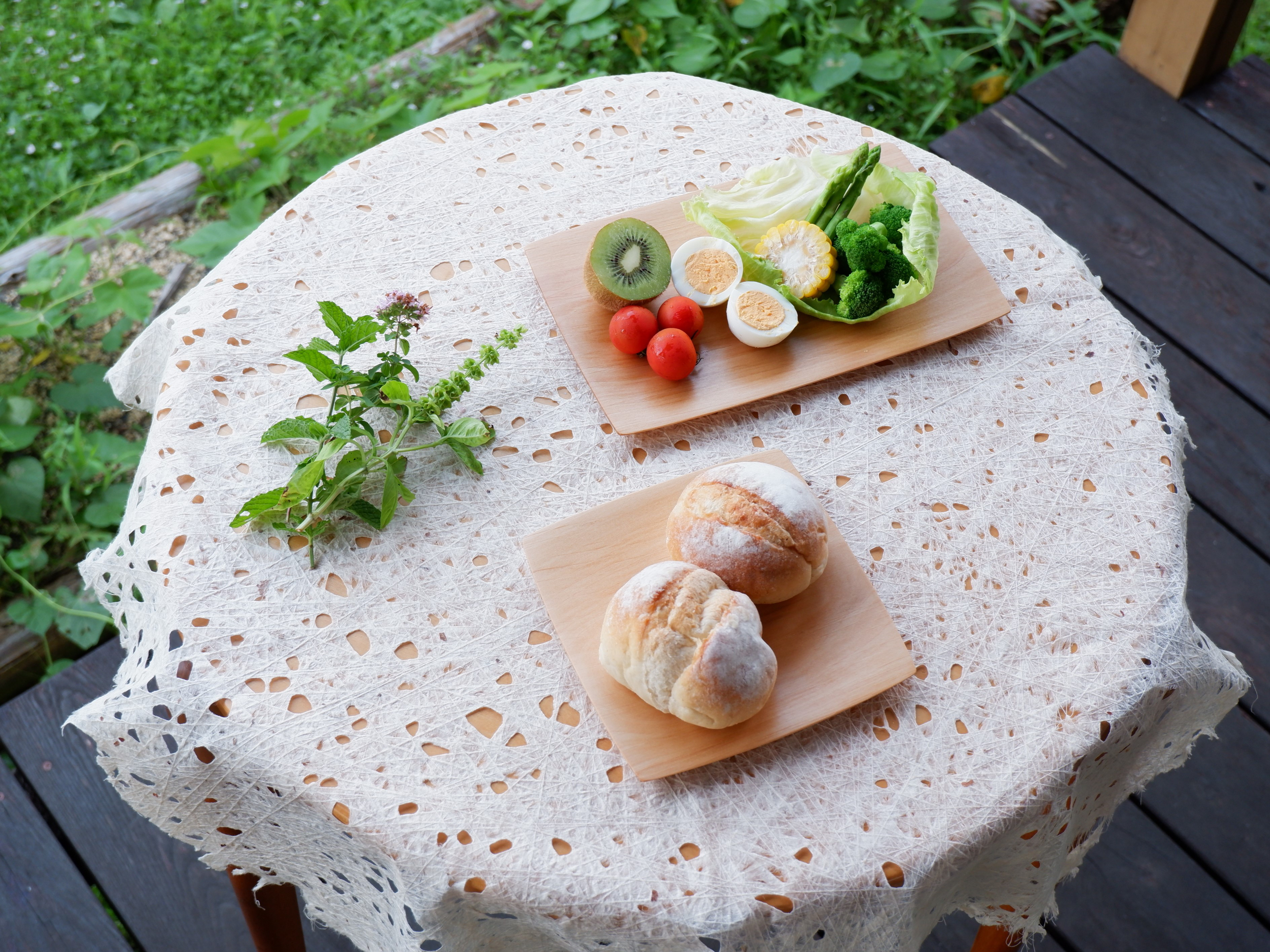 ハンノキ(榛の木)の長皿・角皿セット　モーニングプレート/パン皿/木製のお皿