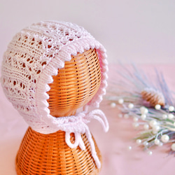 デイジーボンネット ベビーピンク 帽子(ベビー・キッズ) pokok ceri