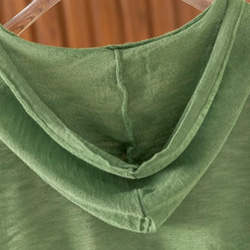 【夏用 薄手 大サイズ】レディース かさね着風 ジャージー麻 薄手 ニット半袖Tシャツ ゆったり フード付き カジュアル 9枚目の画像