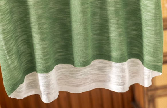 【夏用 薄手 大サイズ】レディース かさね着風 ジャージー麻 薄手 ニット半袖Tシャツ ゆったり フード付き カジュアル 13枚目の画像