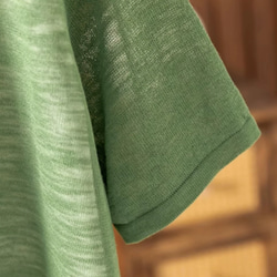 【夏用 薄手 大サイズ】レディース かさね着風 ジャージー麻 薄手 ニット半袖Tシャツ ゆったり フード付き カジュアル 8枚目の画像