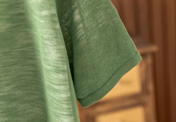 【夏用 薄手 大サイズ】レディース かさね着風 ジャージー麻 薄手 ニット半袖Tシャツ ゆったり フード付き カジュアル 8枚目の画像