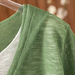 【夏用 薄手 大サイズ】レディース かさね着風 ジャージー麻 薄手 ニット半袖Tシャツ ゆったり フード付き カジュアル 7枚目の画像