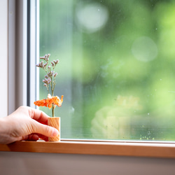 【NEW】紙木と花（しきとはな）Short 丨0.2mmの薄さに削った信州アカマツが織りなす花の器 2枚目の画像