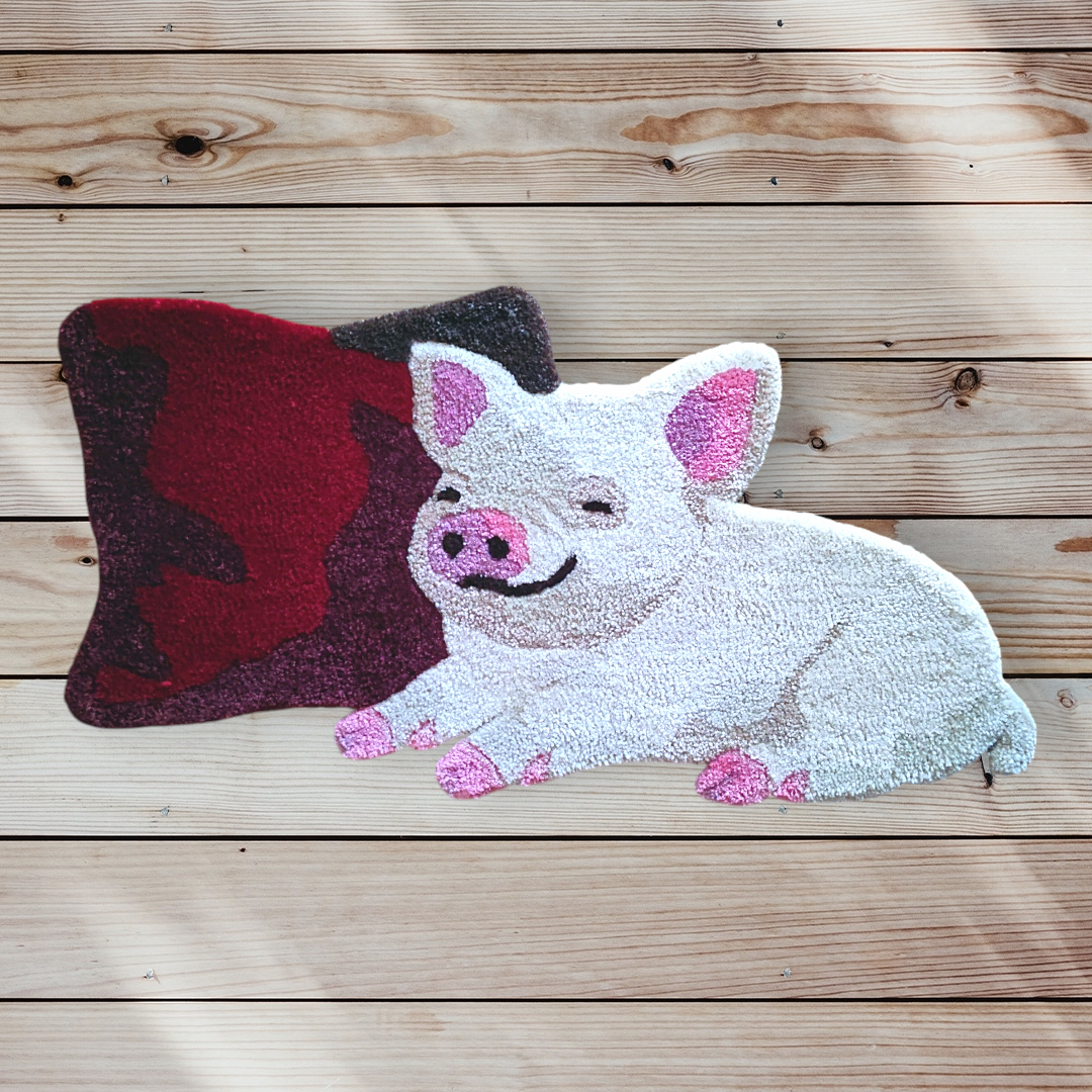 マイクロブタとクッションのラグマット