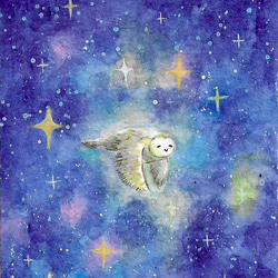 あつ&さま専用（原画）夜空のクジラ【水彩画】ほか　5点おまとめ あつ&さま専用（原画）夜空のクジラ【水彩画】ほか 5点おまとめ 絵画