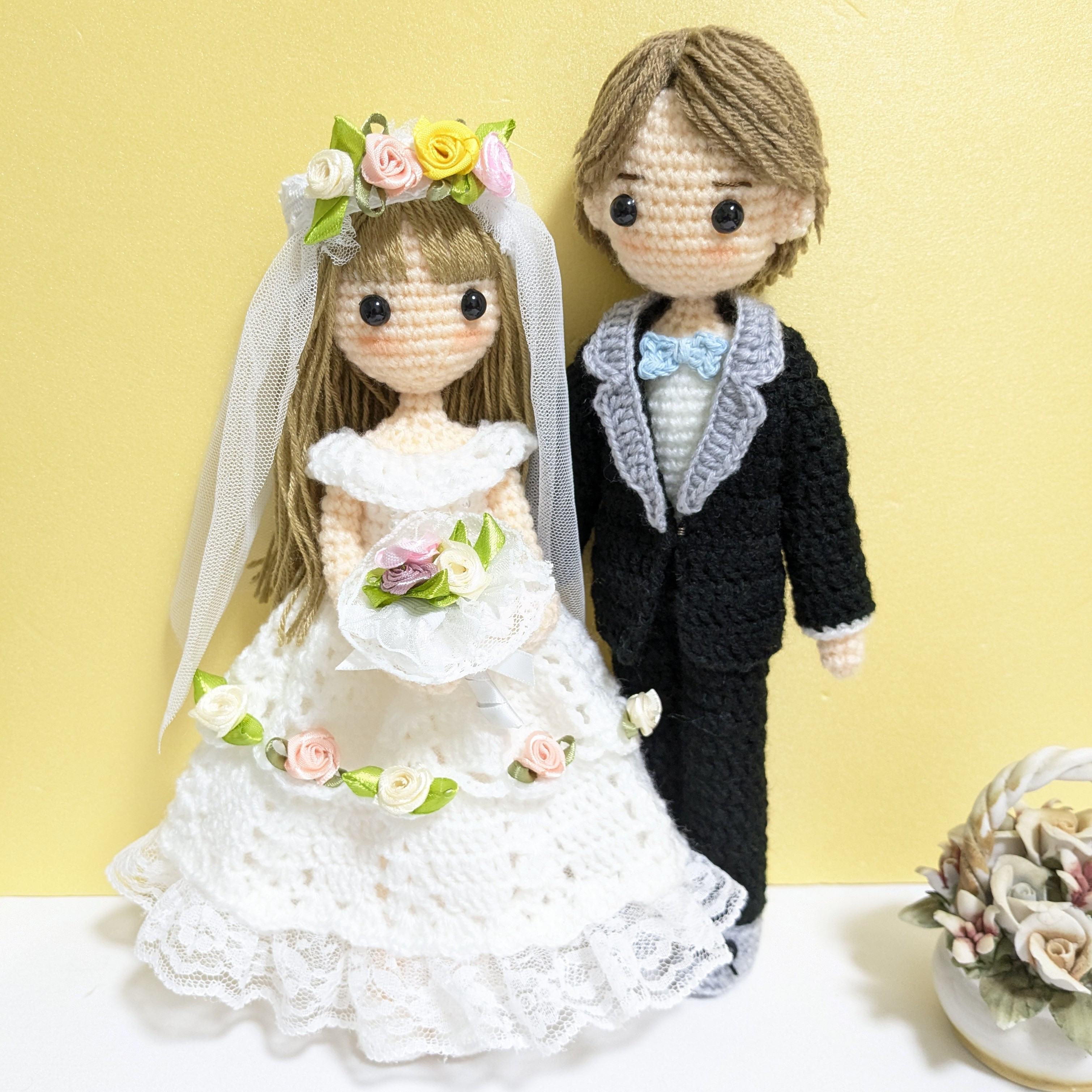 〈受注制作〉✿洋装ウェディング  ペアあみぐるみ (2種類)