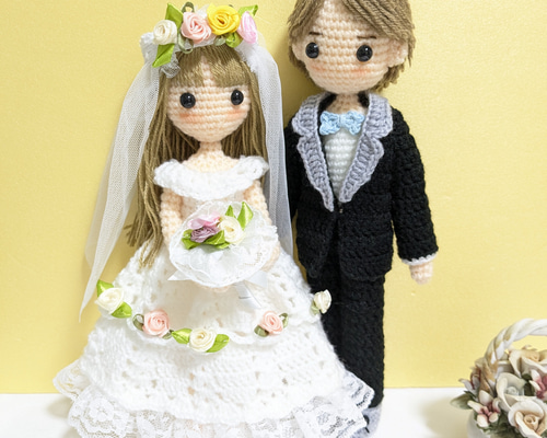 受注制作〉✿洋装ウェディング ペアあみぐるみ (2種類) あみぐるみ