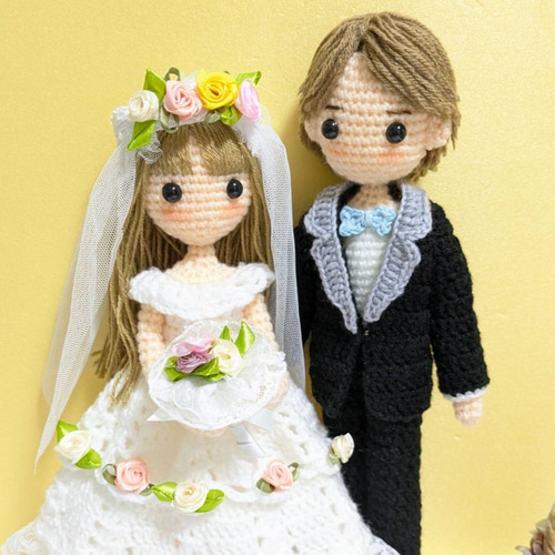 タキシードの男の子とドレスの女の子の手作り人形セット タキシードの男の子とドレスの女の子の手作り人形セット ダッフィー