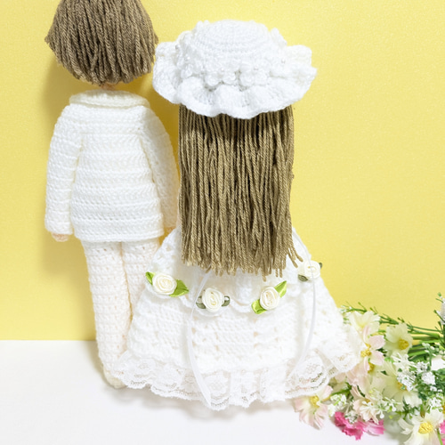 受注制作〉✿洋装ウェディング ペアあみぐるみ (2種類) あみぐるみ