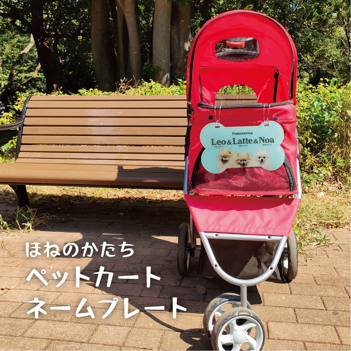 多頭向け　骨型10色から選べる　うちの子ペットカートプレート　セミオーダー  送料込（写真入り）