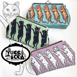 猫絵「エキゾチックショートヘア」 がま口ポーチ がま口 yucca