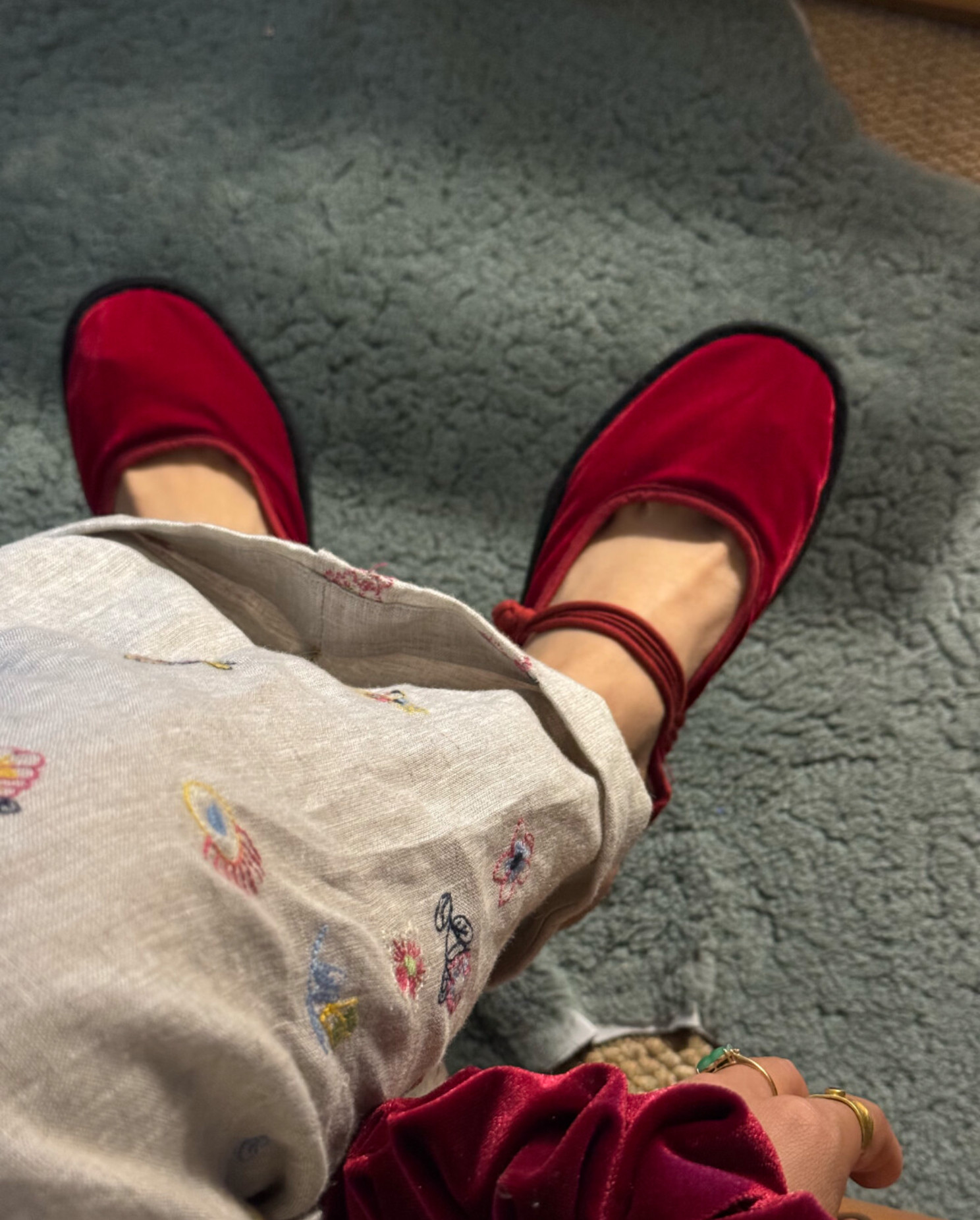 クラシック赤｜シルクベルベットの手作り靴