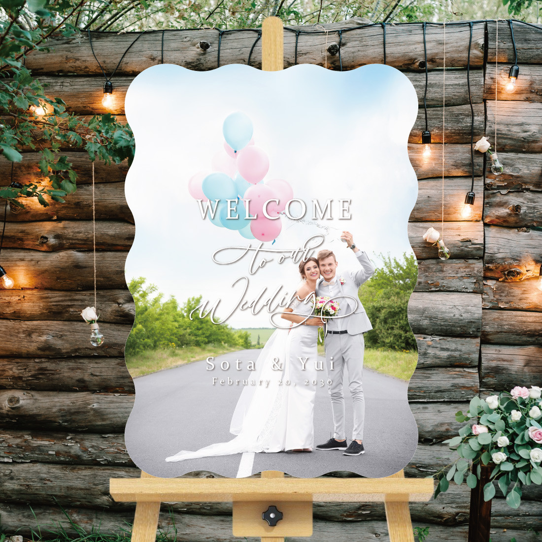 なみなウェルカムボード【A4～A1アクリル/パネル/木】写真 結婚式 名入れ ウェディング 送料無料 シンプル 0704
